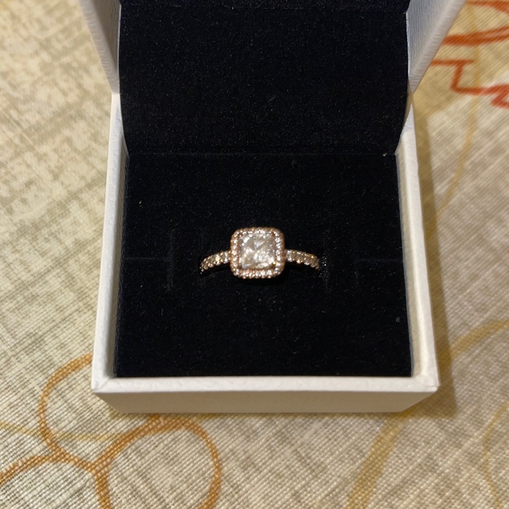 Pandora square sparkle halo ring